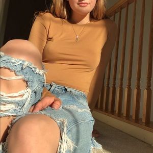 BURNT ORANGE LONG SLEEVE CROP TOP